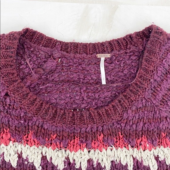 FREE PEOPLE Fuzzy Fair Isle Sweater Cozy Oversized - Picture 6 of 15
